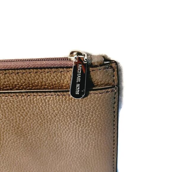 Michael Kors Women's Brown Pebbled Leather Skinny Wallet Clutch - Picture 4 of 8